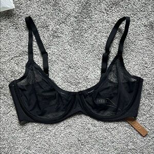 Elegant Black Sheer Mesh Underwire Bra